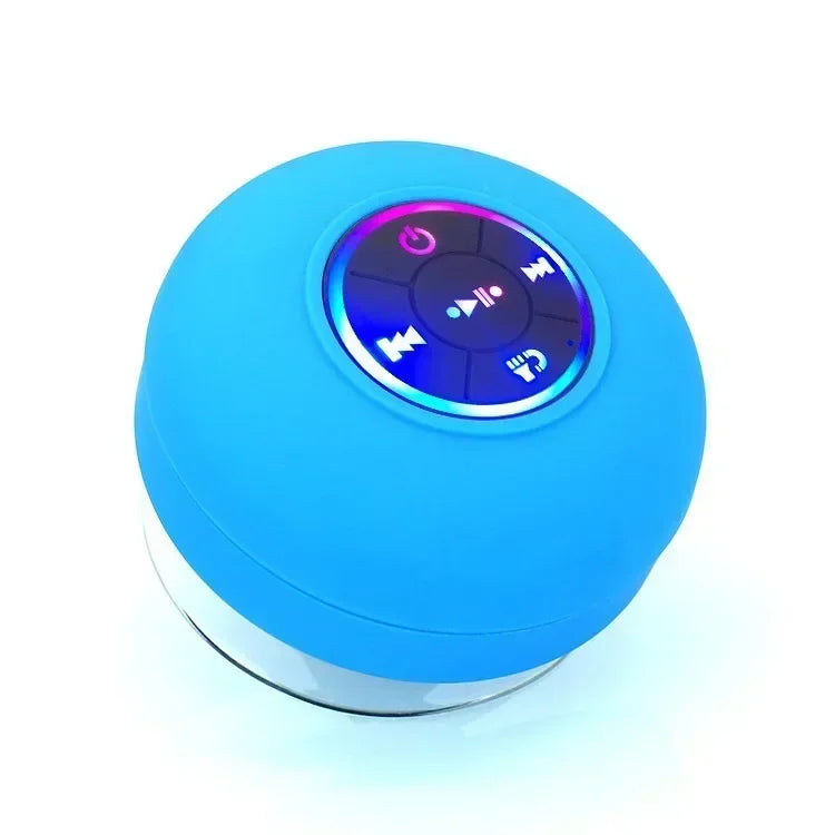 Mini Portable Wireless Bluetooth Speaker - IPX4 Waterproof LED Loudspeaker with Large Suction Cup for Outdoor, Bathroom & Travel