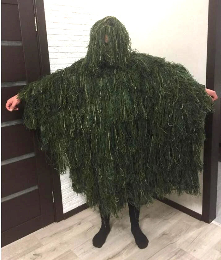 Hunting Cloak Ghillie Suit Photography Withered Grass Clothes Ghillie Clothes Camouflage Hunter Outdoor Jungle Hunting Poncho