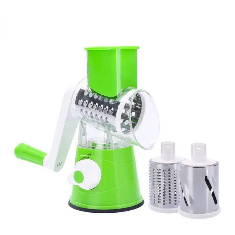 Multifunctional Vegetable Slicer Shredder Cutter Tool 3 Sharp Drums Manual Hand Operated Grater Cheese Peanut Cookie Chopper