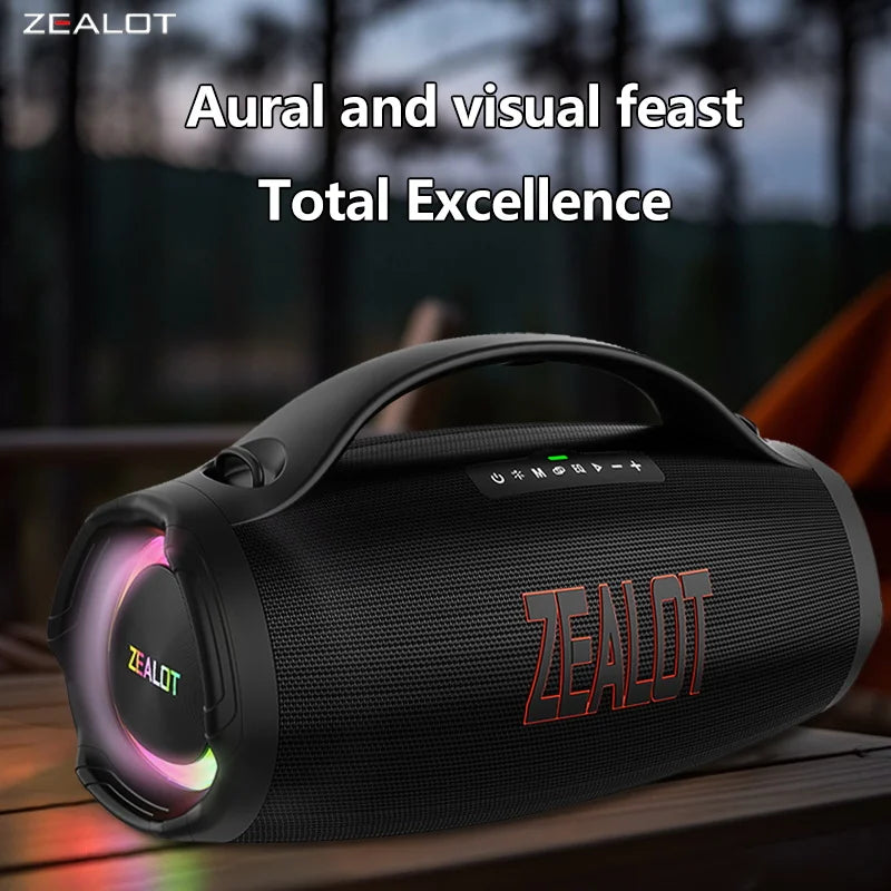 ZEALOT S98 160W Wireless Speakers, DSP Technology, RGB Light Wireless Hifi Sound quality, 36000mAh Battery, 60 Hours Playtime.