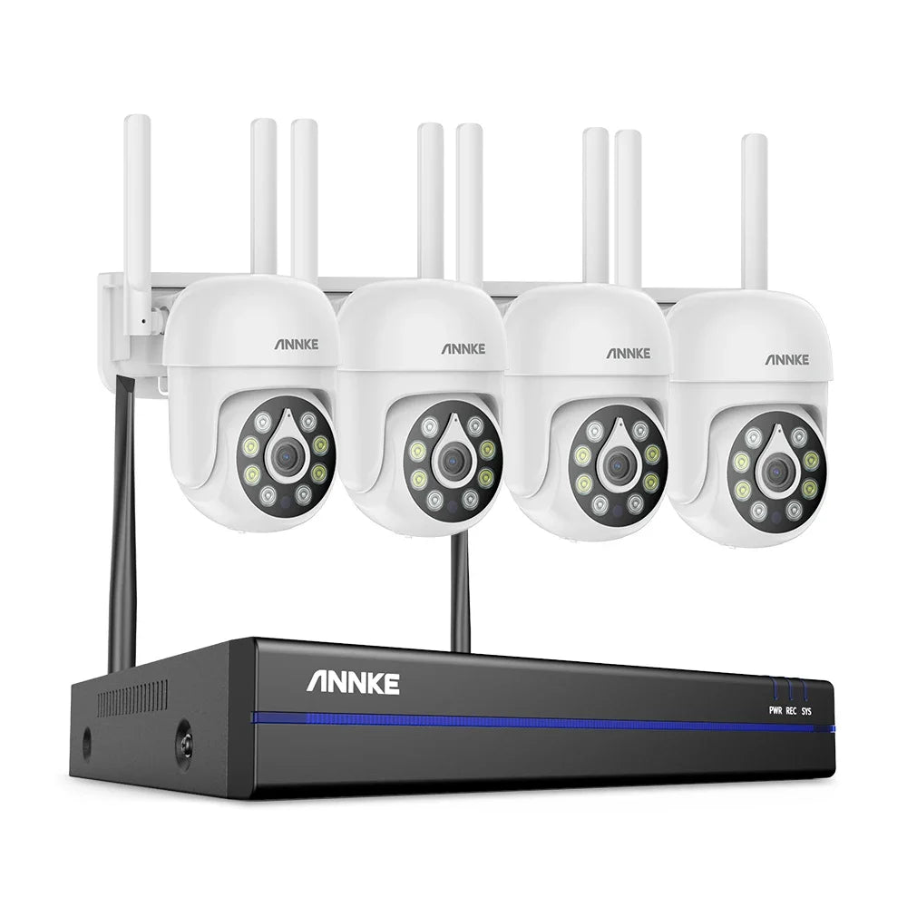 Annke WAS500 H.264+ 5MP Wireless CCTV System 10CH NVR Video Surveillance Kit Two Way Audio WIFI 4Pcs IP Security Camera 3.6MM