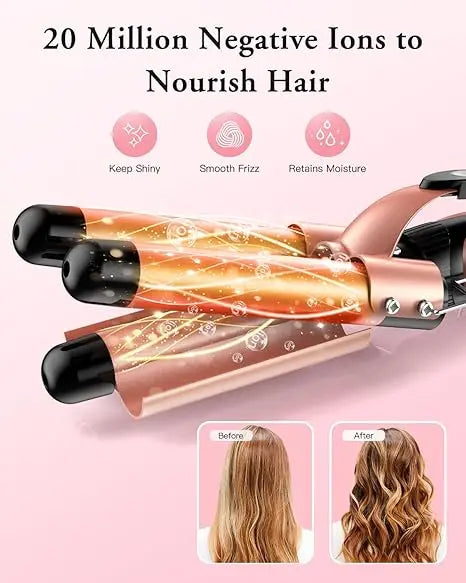 BESTOPE PRO Waver Curling Iron Wand,  5 in 1 Curling Wand Set with 3 Barrel Hair Crimper for Women, Fast Heating Hair Wand Curle