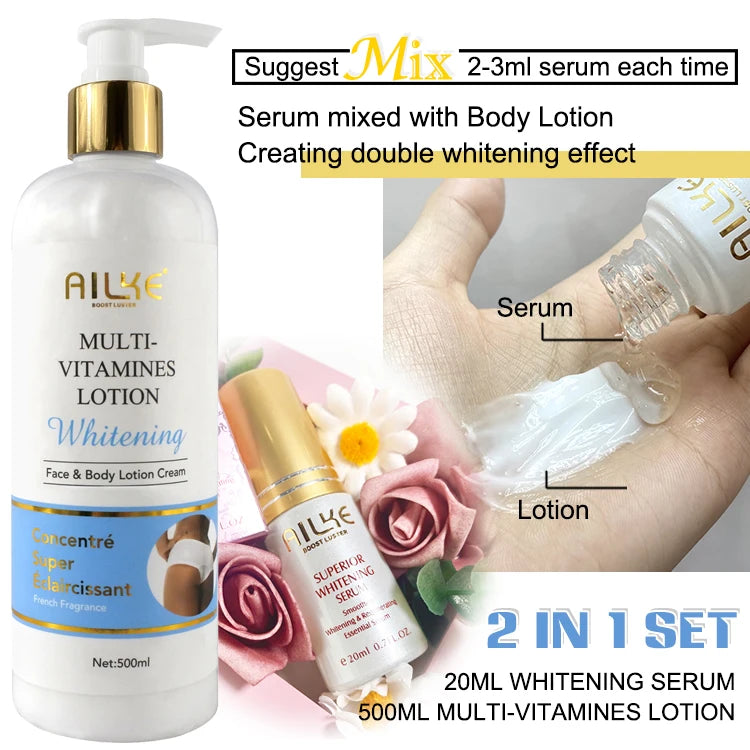 AILKE Whitening And Moisturizing Body Lotion, Hydrating, Reduce Black Spots, Even Skin Tone, Suitable All Skin Types Cream