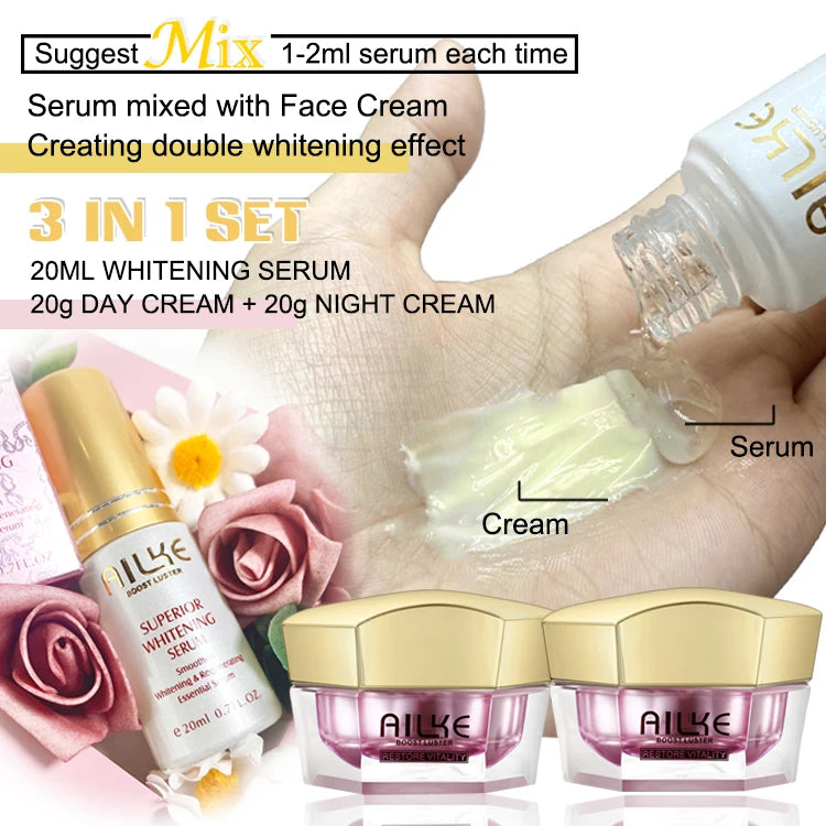 AILKE Lightening Face Cream, Whitening, Firming, Reduce Melanin, Pigmentation, With Sodium Hyaluronate, Clean Skin Facial Cream