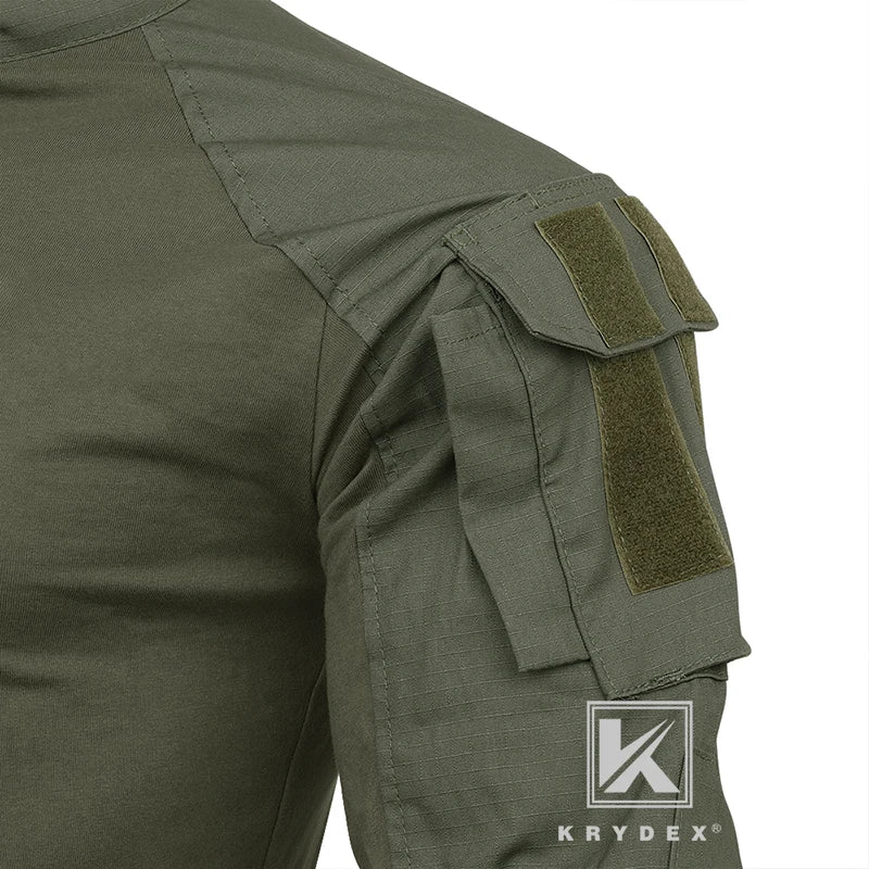 KRYDEX Ranger Green Tactical Combat Shirt For Hunting Outdoor CP Style Outdoor Camouflage Tops + Elbow Pads