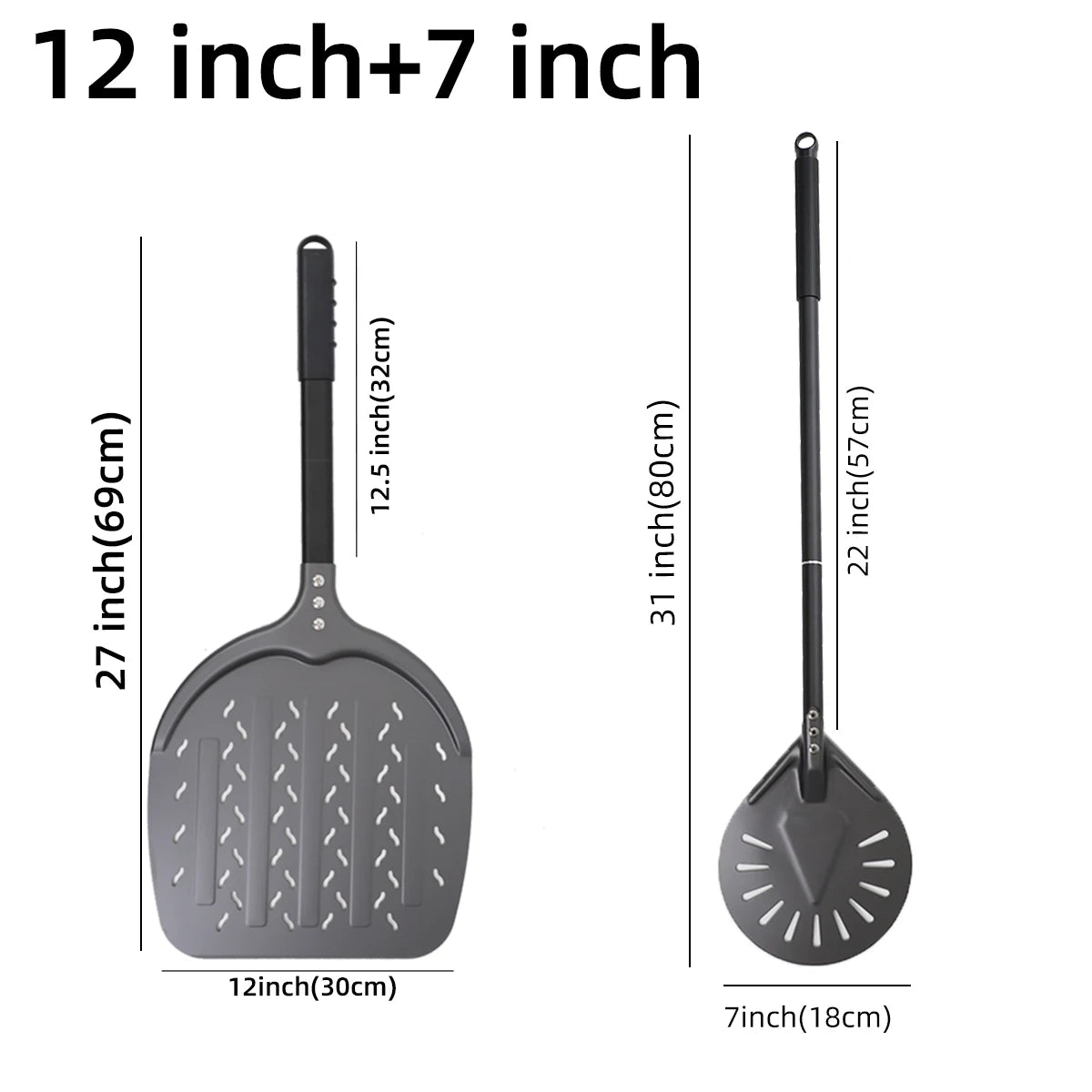 12 13 14 &7 Inch Pizza Peel Long Handle Turning Paddle Aluminum Pizza Turner Baking Tool Perforated  Kitchen Accessories