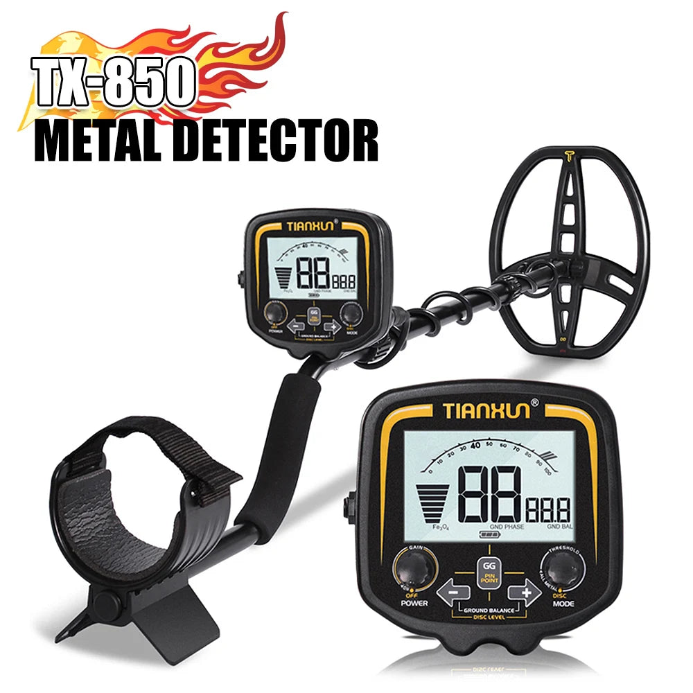 TX-850M Professional High Accuracy Metal Detector New Advanced DSP Chip Adjustable Length Larger LCD Display 11" Waterproof Coil
