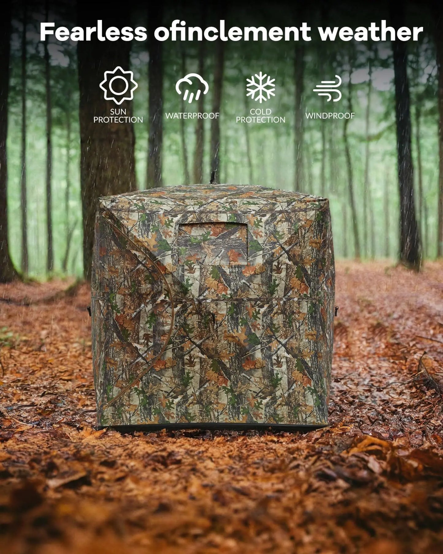 Portable Hunting Blind For 2-4 Person, 270° Visibility Ground Tent With Silent Magnetic Door & Carrying Bag, 58"x58"x66"