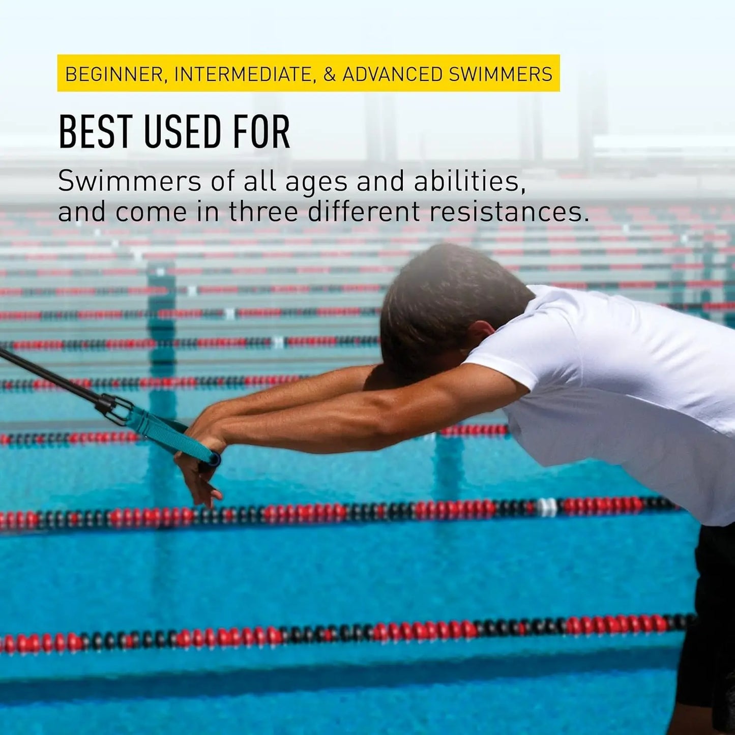 Swim Resistance Bands for Strength & Flexibility Training - Simulates All Strokes, All Ages
