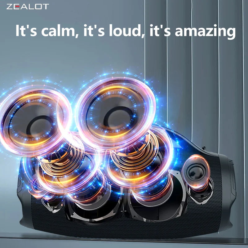 ZEALOT S98 160W Wireless Speakers, DSP Technology, RGB Light Wireless Hifi Sound quality, 36000mAh Battery, 60 Hours Playtime.