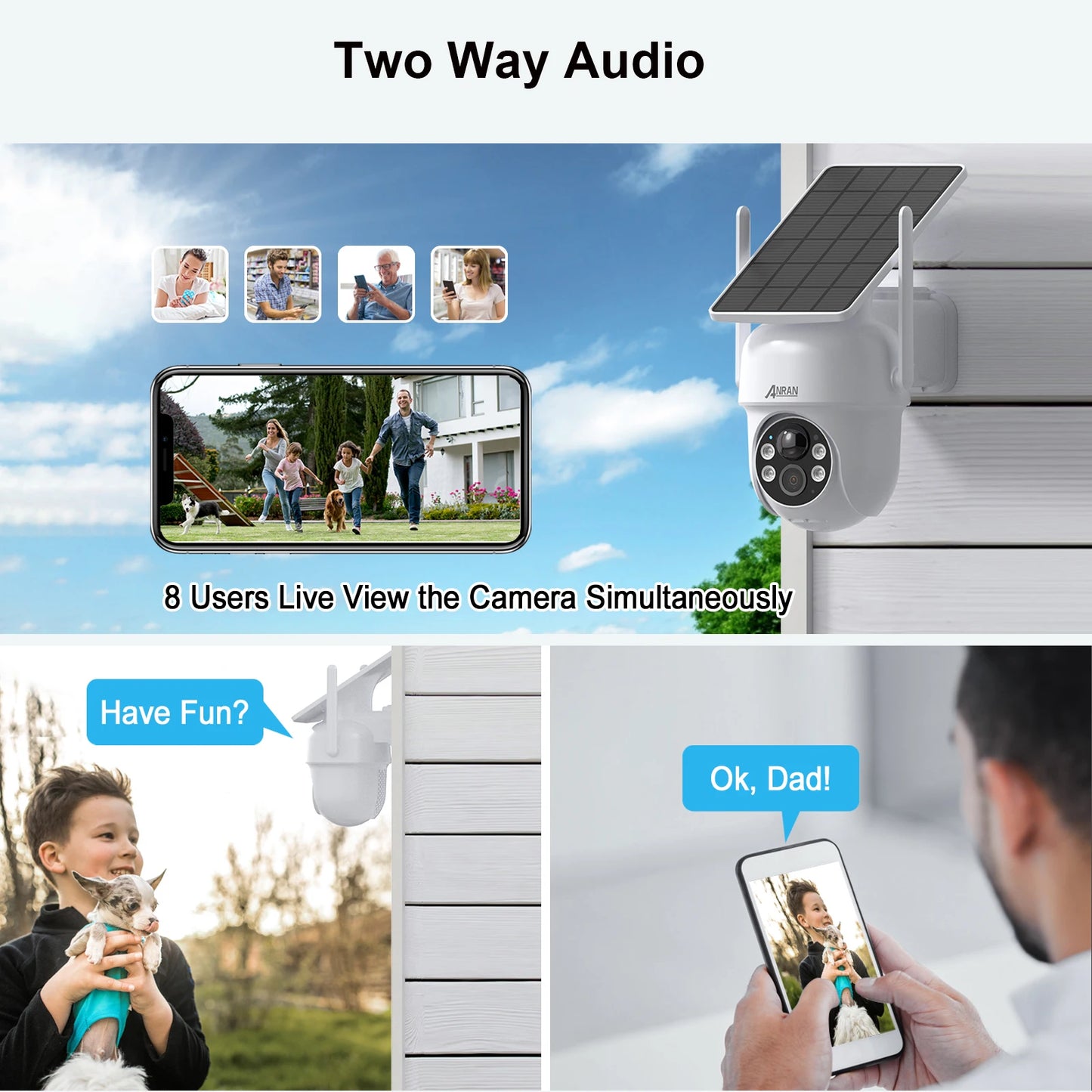 ANRAN Solar Camera 1/2pcs 3/5MP Outdoor 2.4G Wifi Security Camera Battery Cameras Home Surveillance Protection PIR Human Detect