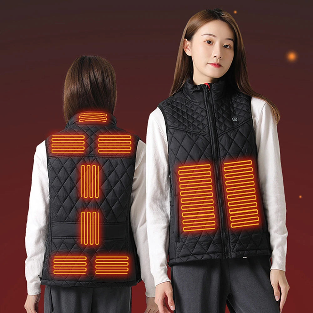 Women Electric Heating Vest Rechargable Heating Thermal Vest 3 Heating Levels 9 Zone Heating for Sports Hunting Hiking