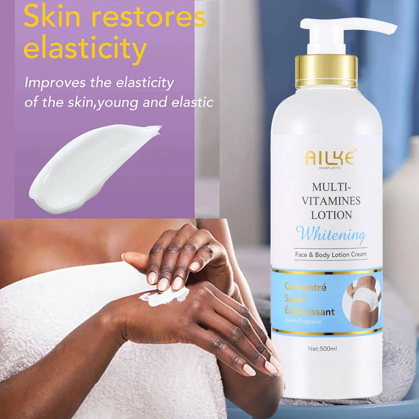 AILKE Whitening And Moisturizing Body Lotion, Hydrating, Reduce Black Spots, Even Skin Tone, Suitable All Skin Types Cream