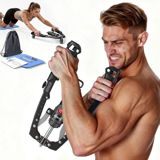 FLYBIRD 3-in-1 Twister Arm Trainer with Ab Roller Wheel, Adjustable 22-440lbs Hydraulic Power Chest, Shoulders, Forearm, Triceps
