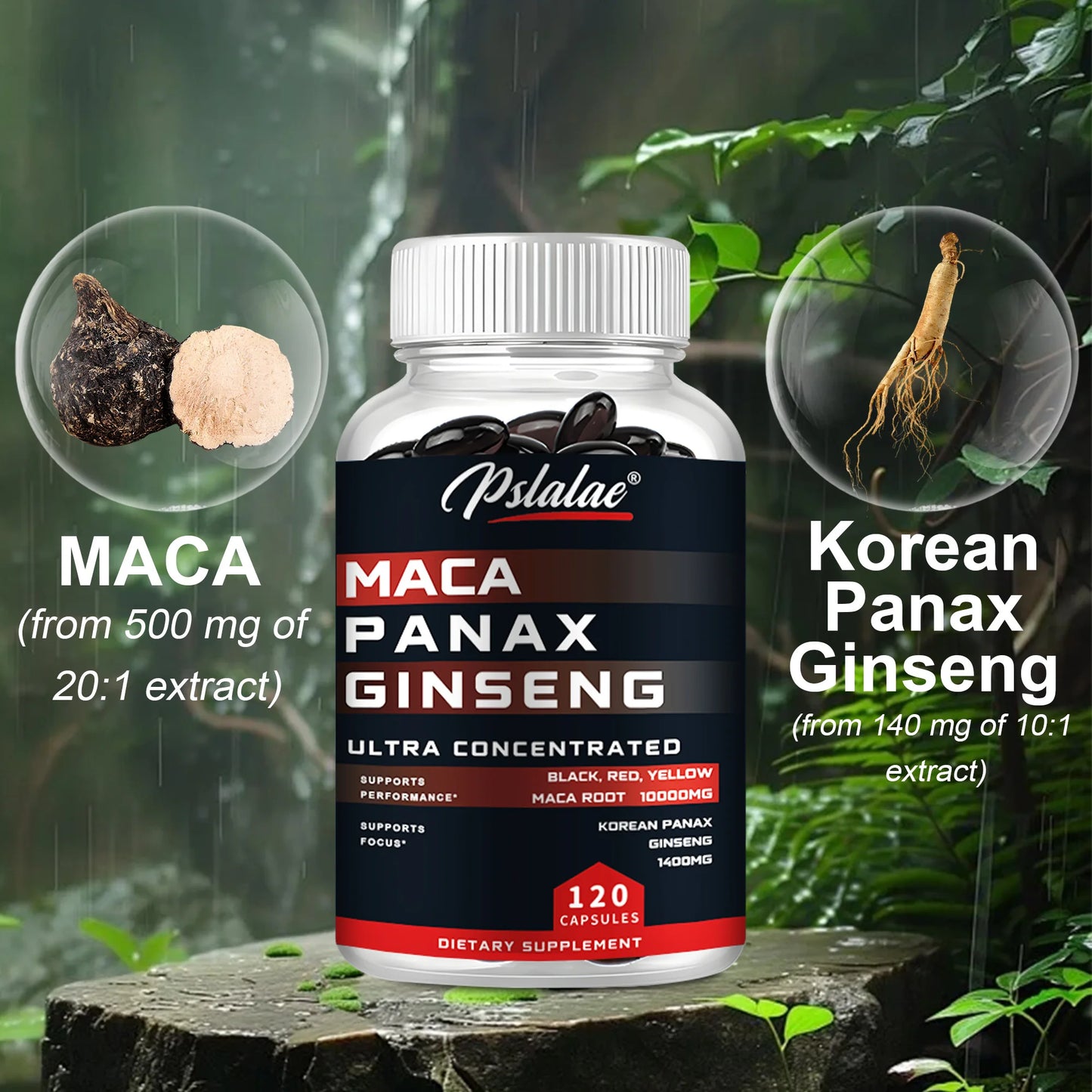 Maca Ginseng Capsules - Support Natural Men's Health and Promote Energy, Endurance and Performance - 120 Capsules