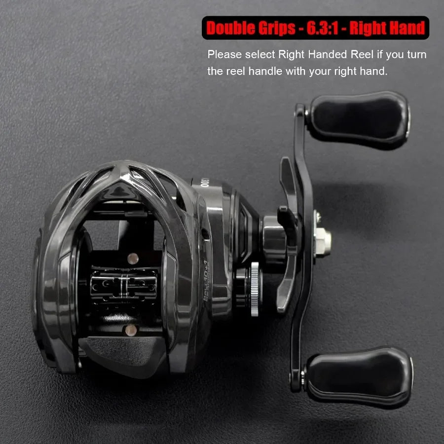 Carbon 300 Baitcasting Fishing Reel High Line Capacity Baitcaster Reels 6.3:1 Gear Ratio 10+1 Stainless Steel Ball Bearings 10