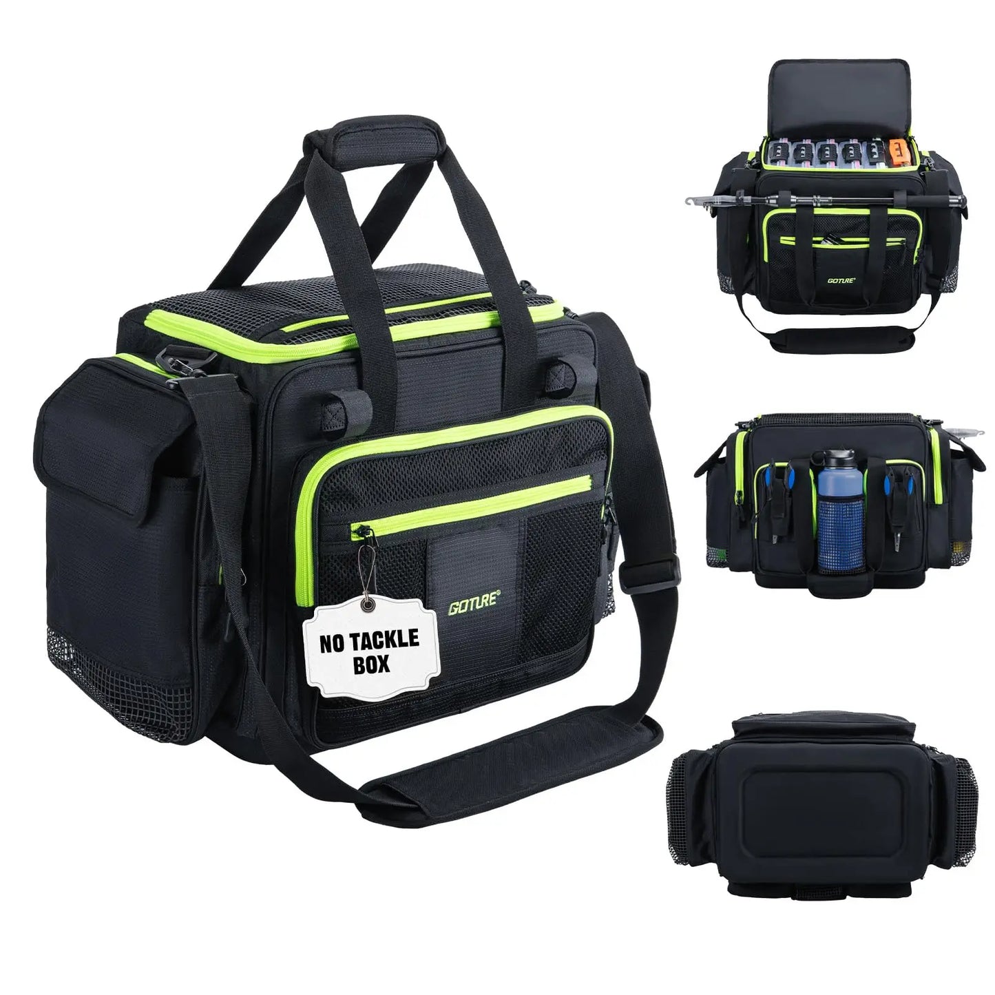 Goture Large Capacity Fishing Tackle Bag Waterproof EVA Hard Bottom Fishing Accessories Gear Storage Pack Outdoor Camping Bag