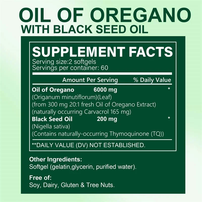 Oregano Oil Softgels - Promotes Digestion and Intestinal Health, Balance Intestinal Flora, Blood Circulation, Immune System