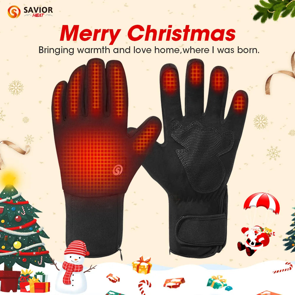 Savior Heat Winter Ski Heated Gloves Hand Warm Rechargeable Eelctric Battery for Men Women Keep Heating Outdoor Sports Gloves
