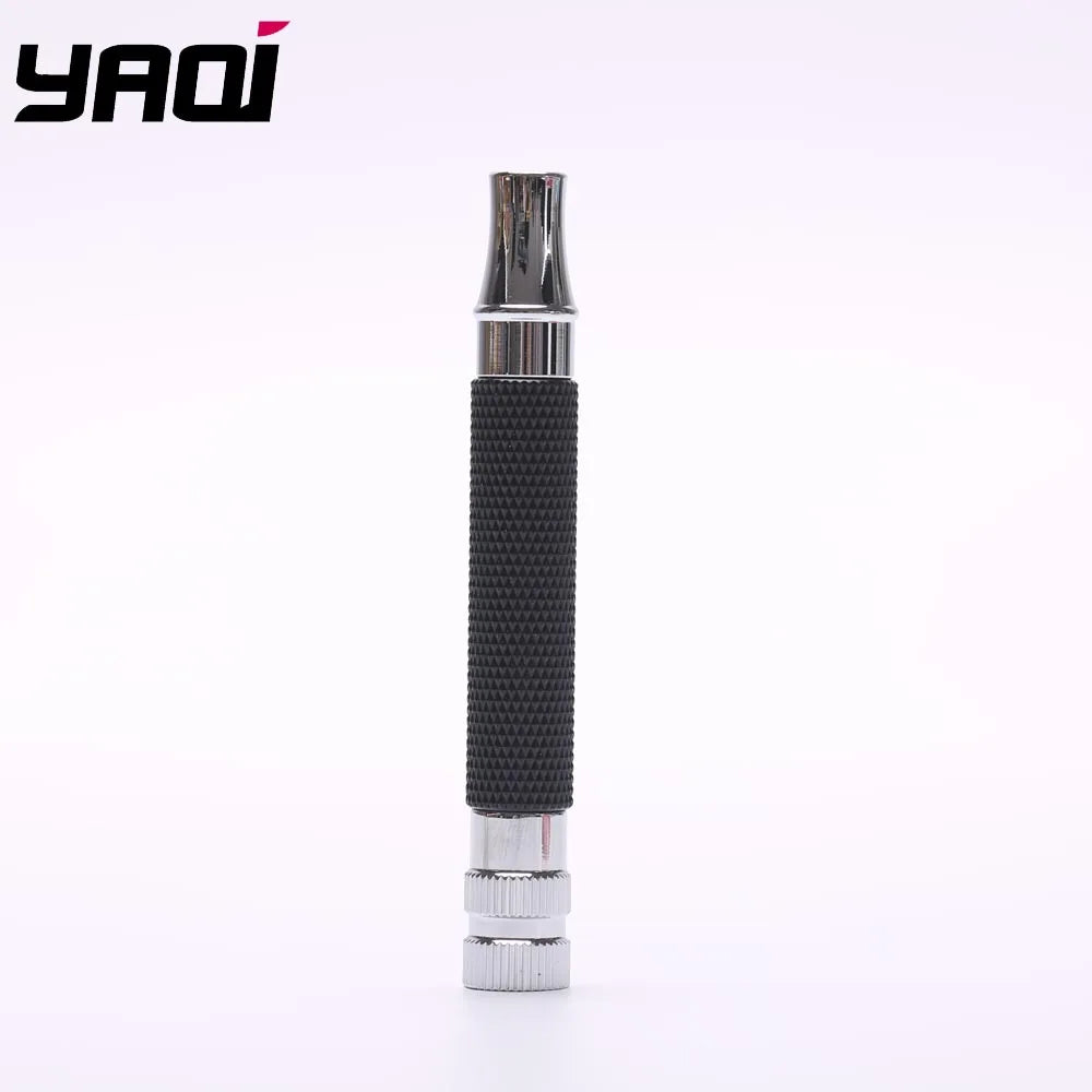 Yaqi Black and Chrome Color Brass Safety Razor Handle for Mens