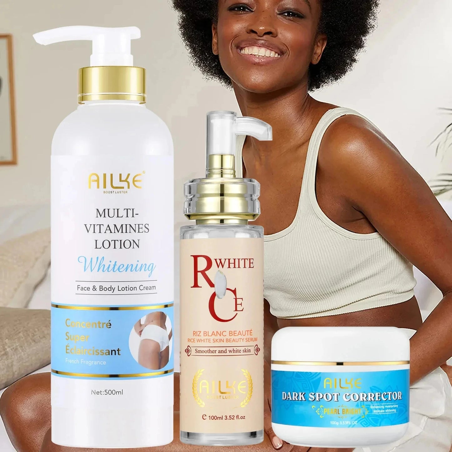 AILKE Multi Vitamin Brightening Body Lotion, Clean Skin, Increase Skin Radiance, Smooth, Even Skin Tone, Moisturizer Cream