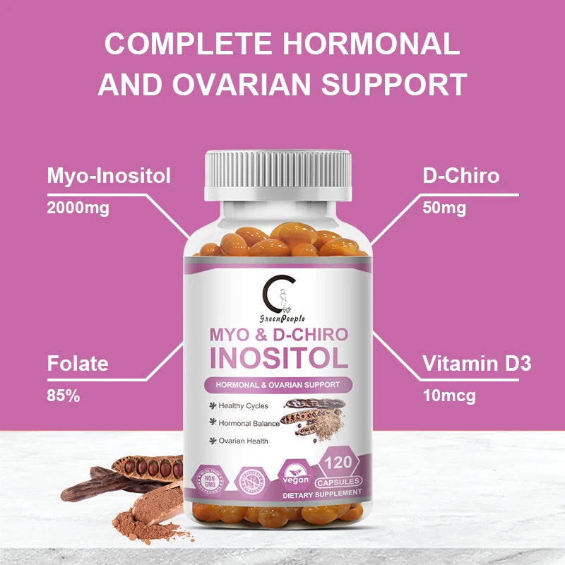 Myo Inositol and D-Chiro Inositol Supplement with Folic Acid Supports Fat Metabolism Healthy Ovarian & Liver Function