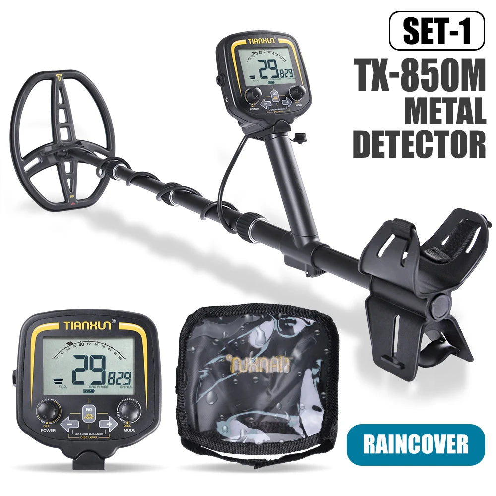 TX-850M Professional High Accuracy Metal Detector New Advanced DSP Chip Adjustable Length Larger LCD Display 11" Waterproof Coil