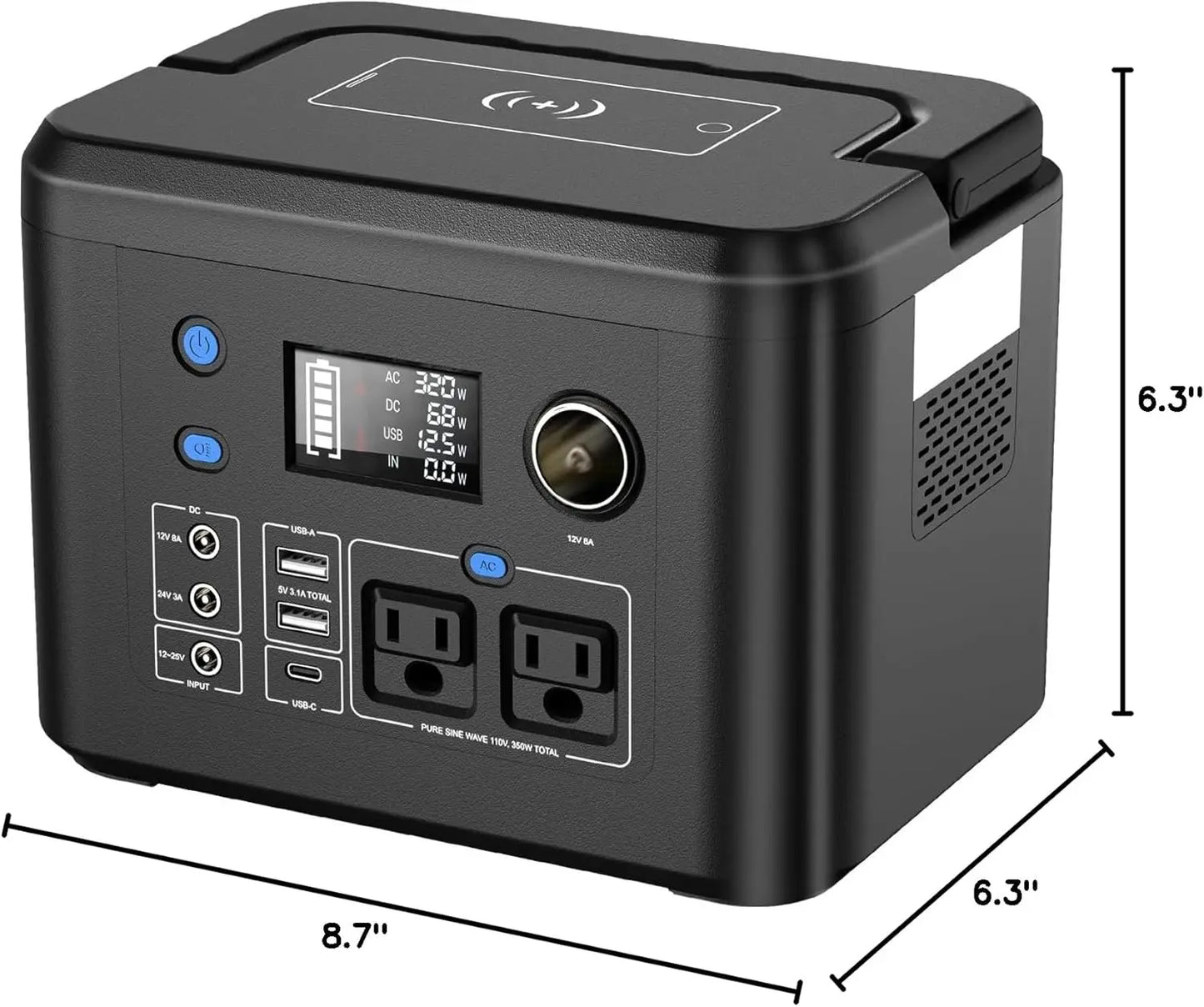 Powkey Portable Power Station 350W 260Wh/70000mAh Backup Lithium Battery, 110V Pure Sine Wave Power Bank for Outdoors Camping