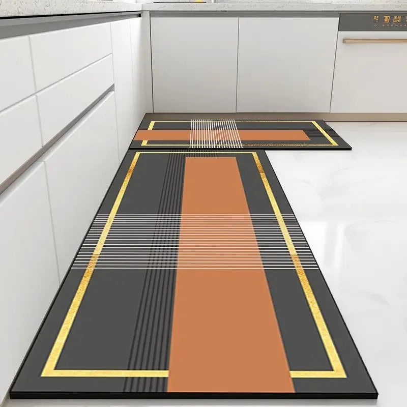Pvc Kitchen Carpet Non-slip Oil-proof Rug Waterproof Leather Floor Mat Modern Long Strip Carpets Alfombra De Cocina 주방 미끄럼 방지 카펫