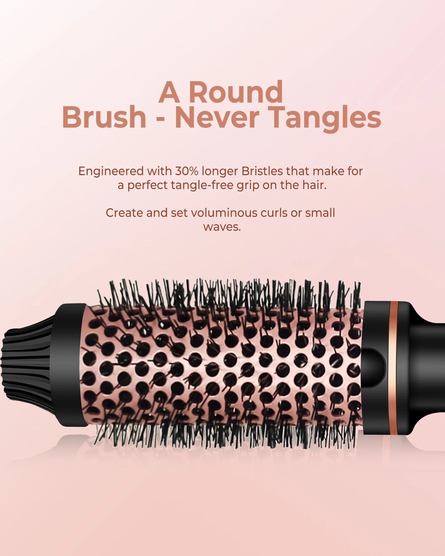 Thermal Brush Ionic Heated Round Brush, Hot Hair Curling Iron with 10 Temp Settings, 30s Fast Heated for All Hair Types, Black