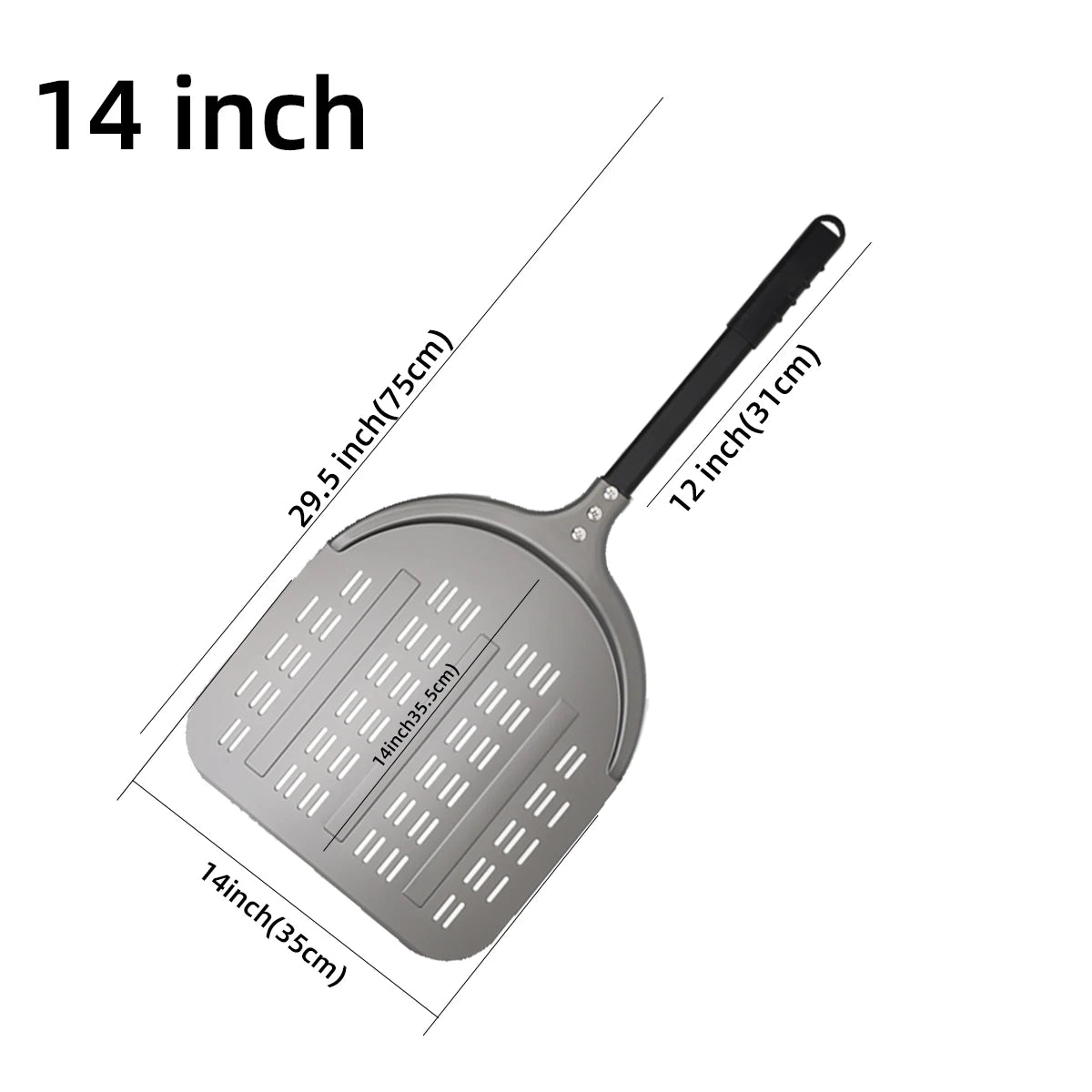 12 13 14 &7 Inch Pizza Peel Long Handle Turning Paddle Aluminum Pizza Turner Baking Tool Perforated  Kitchen Accessories