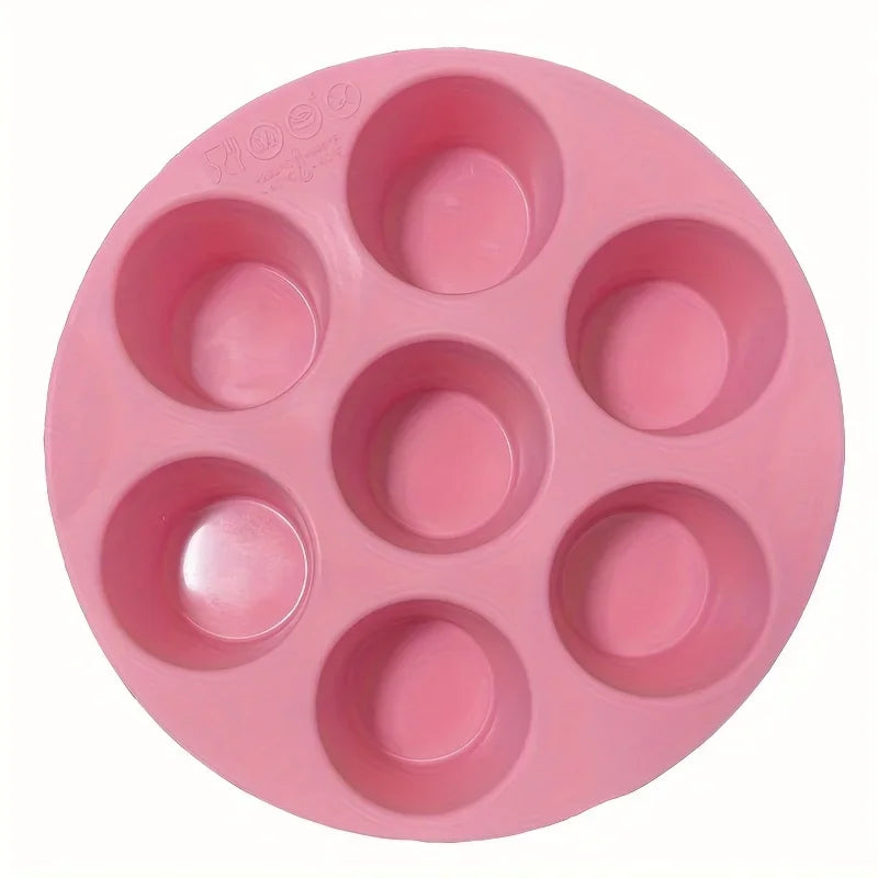 Silicone Egg Bite Molds for Air Fryer - 7-Cavity Non-Stick Muffin Pan for Cupcakes/Quiches/Tarts - Dishwasher Safe