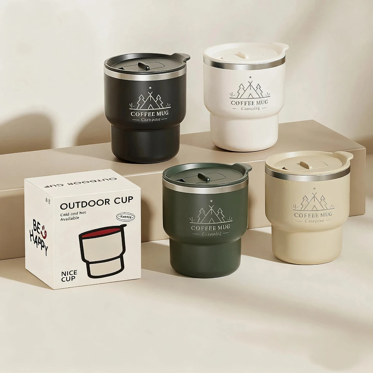 400ML Thermal Cup 304 Stainless Steel Double Layer Insulated Water Cup Office Milk Coffee Mug Student Portable Sealed Tumbler