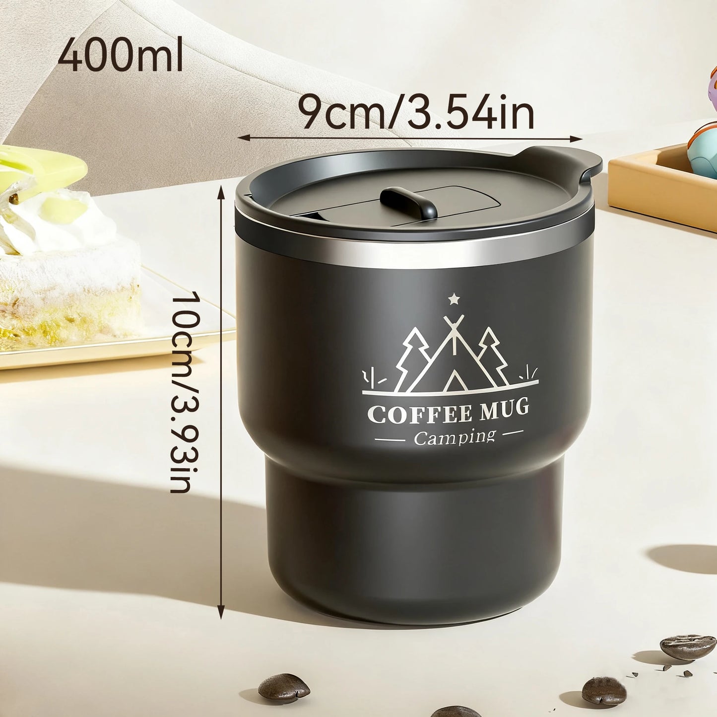 400ML Thermal Cup 304 Stainless Steel Double Layer Insulated Water Cup Office Milk Coffee Mug Student Portable Sealed Tumbler
