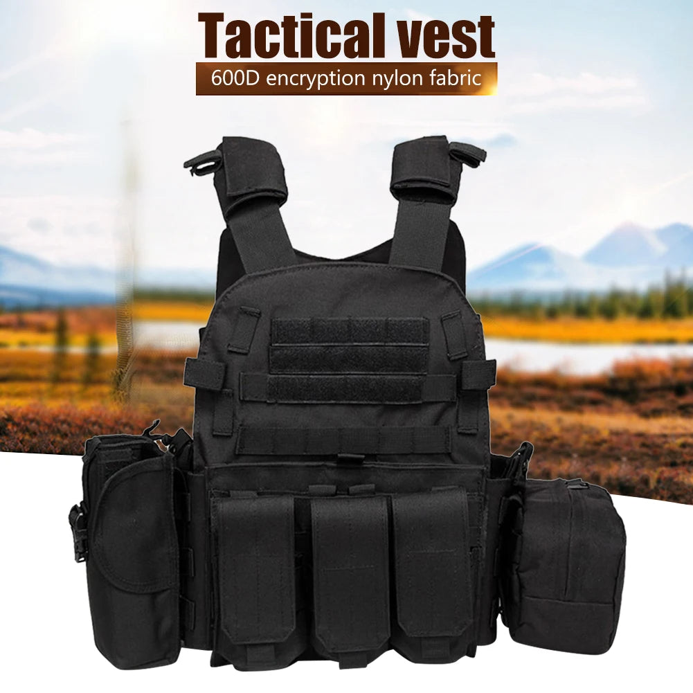 Nylon Tactical Vest Body Armor Hunting Carrier Airsoft Accessories CS Combat MOLLE Camo Military Army Vest for Outdoor Hunting