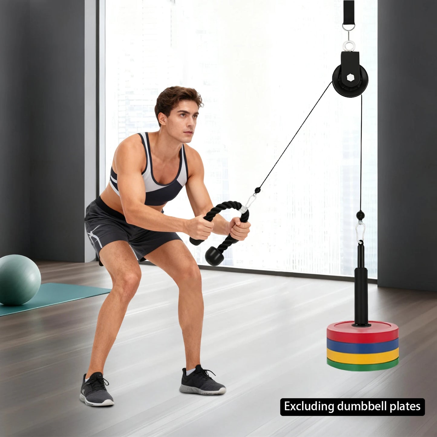 Pulley System Gym Modern Cable Weight Pulley System Unisex-adult Manual Cable Lat Pull Fitness