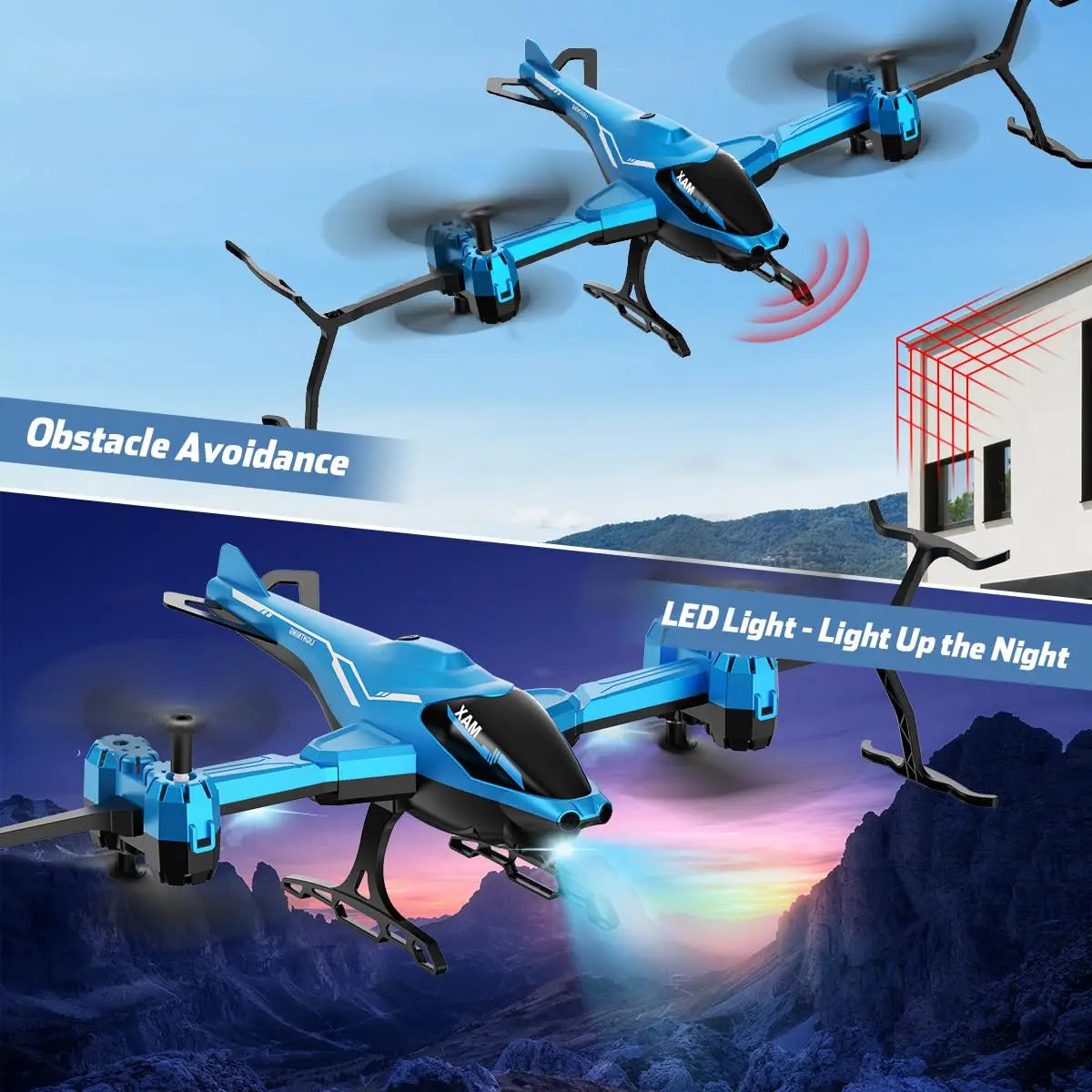 VATOS Super All in 1 Remote Control 2.4Ghz RC Helicopter 360° Flip Obstacle Avoidance Night Light Toy Christmas Gift Kids Adults