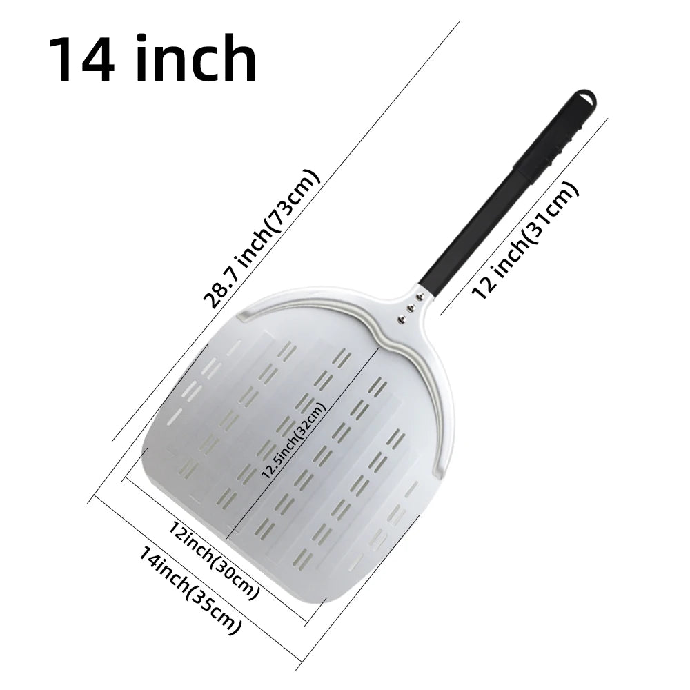 12 13 14 &7 Inch Pizza Peel Long Handle Turning Paddle Aluminum Pizza Turner Baking Tool Perforated  Kitchen Accessories