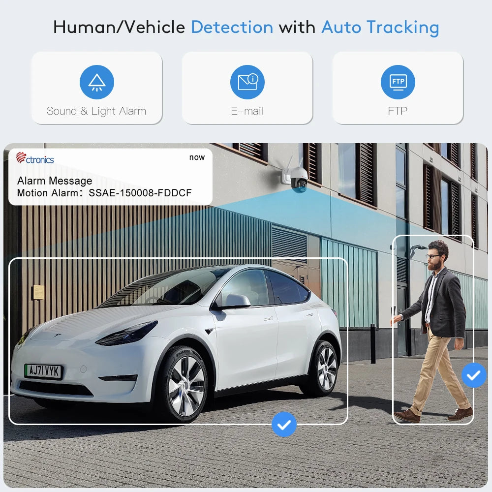 Ctronics Real 4K Outdoor Surveillance Camera 5G Wifi 8MP 3840x2160P Full Color Night Vision Security IP Camera 360 Auto Tracking