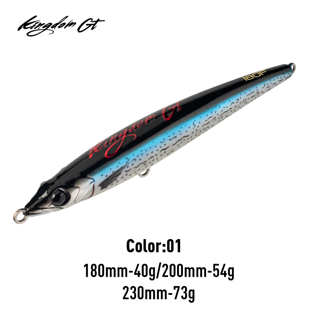 Kingdom Floating Pencil Sea Fishing Lure 40g  54g 73g GT Tuna Saltwater Fishing Artificial Hard Wobbler For Sea Fishing