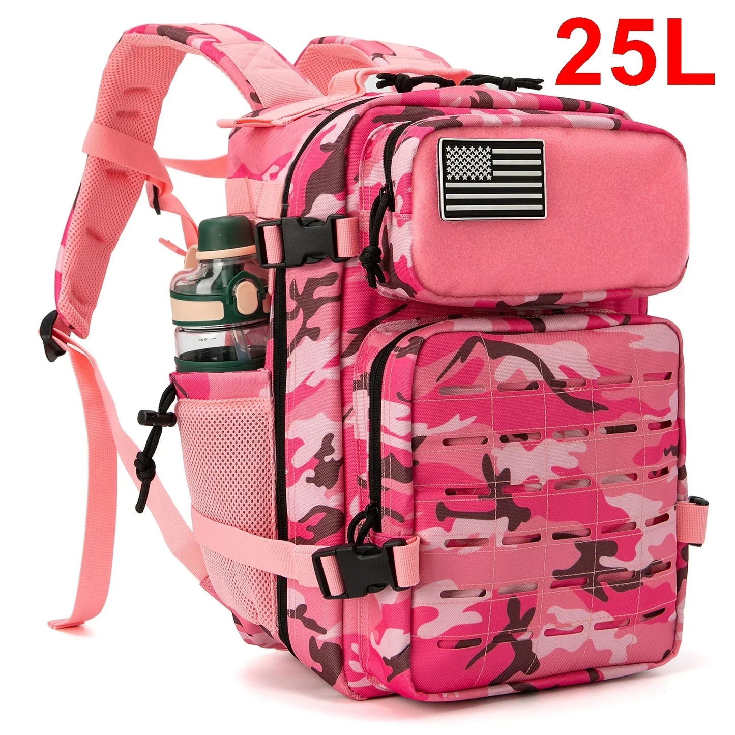 25L Tactical Backpack Outdoor Bag Fitness Backpack MOLLE Backpack Women's/Men's Hiking Survival Backpack Men's Dual Cup Holder