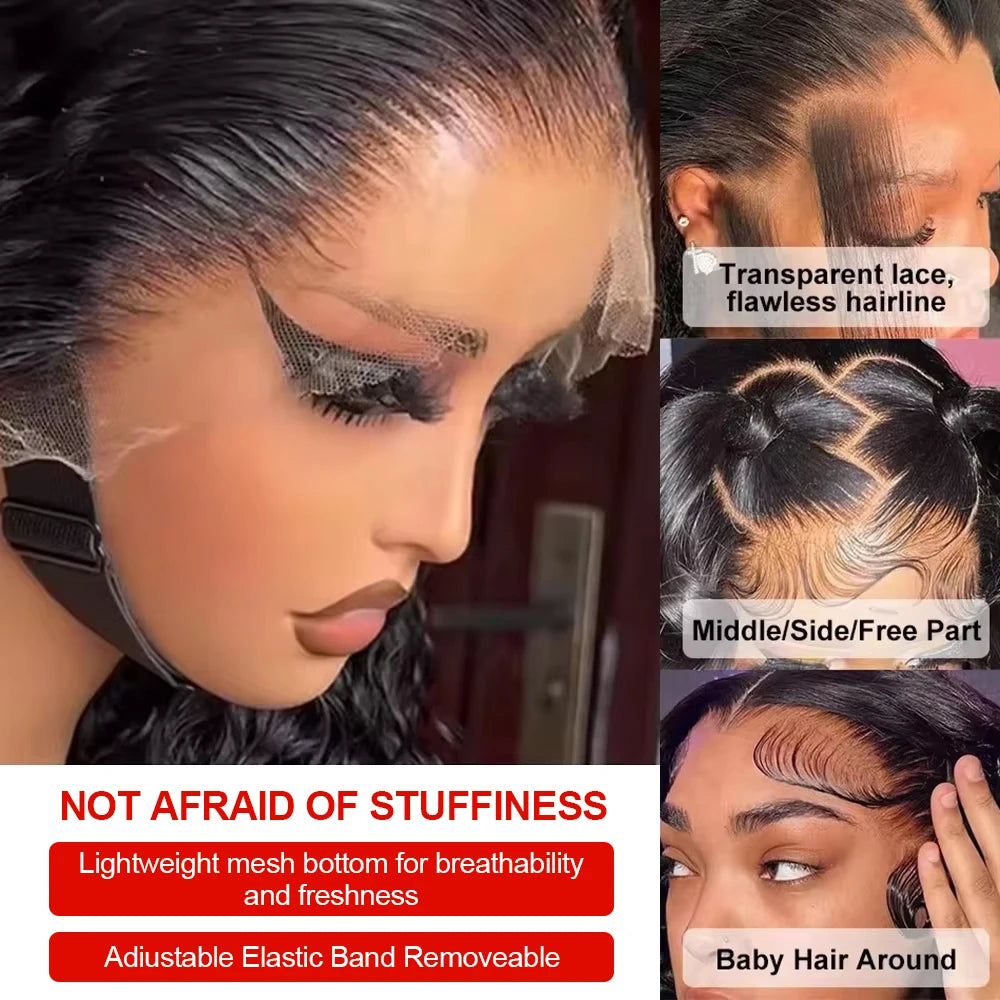 300% Density Curly Wigs HD 360 Full Lace Front Human Hair Wigs Brazilian 40 46 Inch Water Deep Wave Lace Frontal Wigs For Women