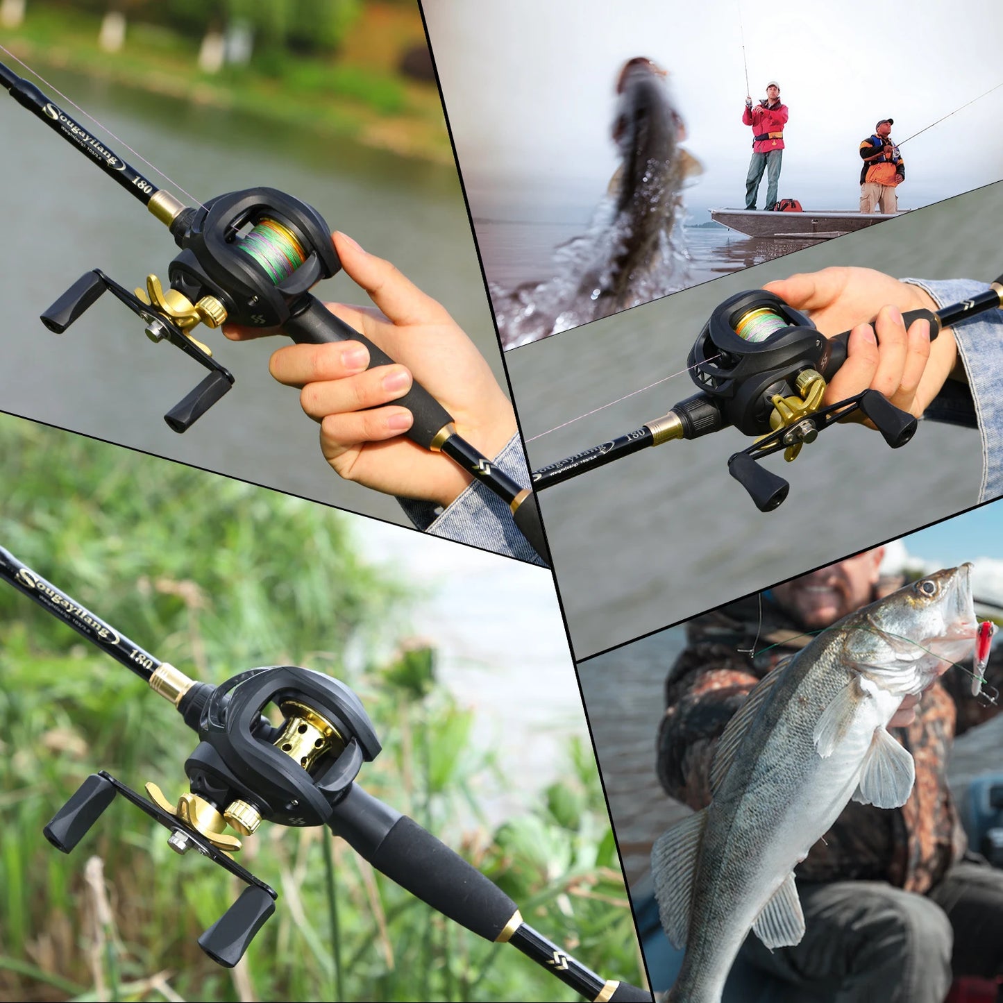 Sougayilang 1.8-2.4m Casting Fishing Combo Telescopic Fishing Rod and 7.2:1 High Speed Fishing Reel with Freshwater FishingPesca