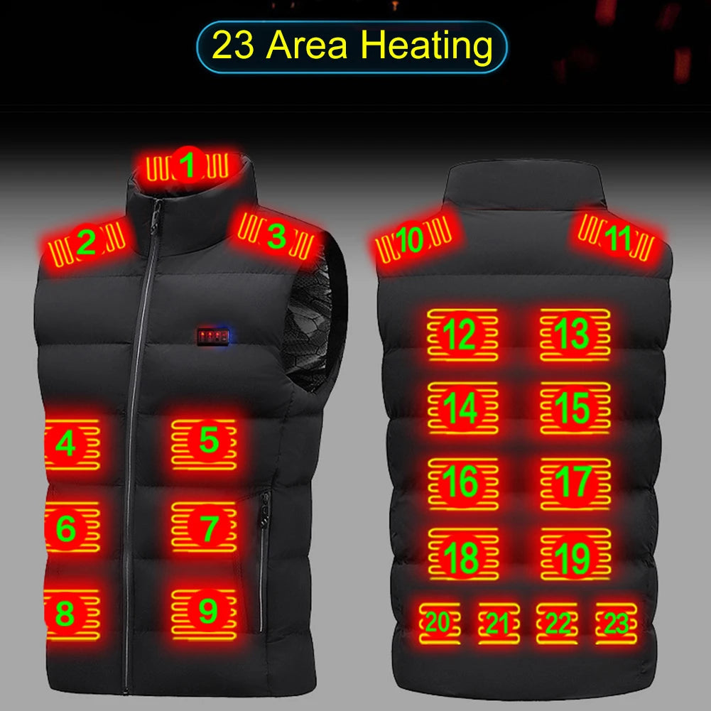 23 Areas Heated Vest for Men Women Heated Jacket Body Warmer Self Heating Vest Insulating Vest Electric Heating Vest For Camping