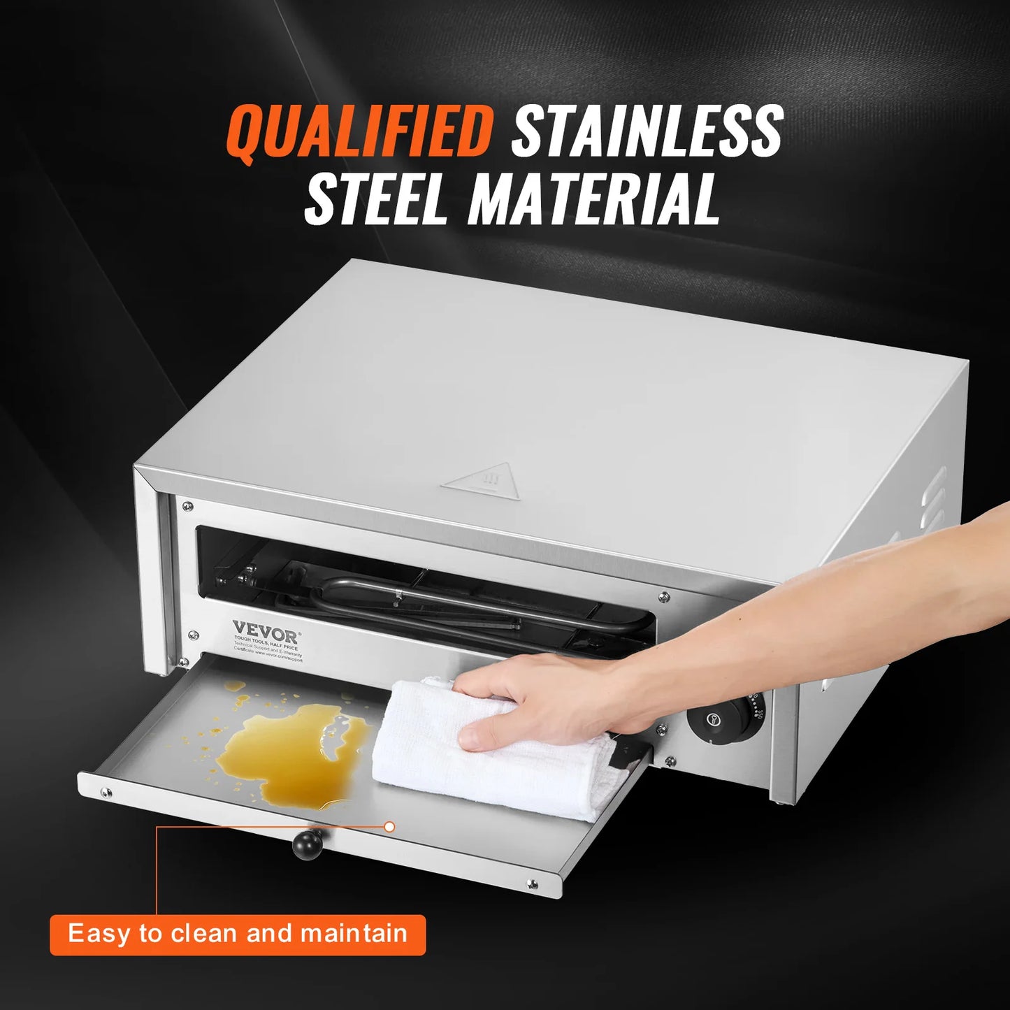 SucceBuy Countertop Electric Pizza Oven Stainless Steel Construction Crumb Tray for Both Commercial and Home Use