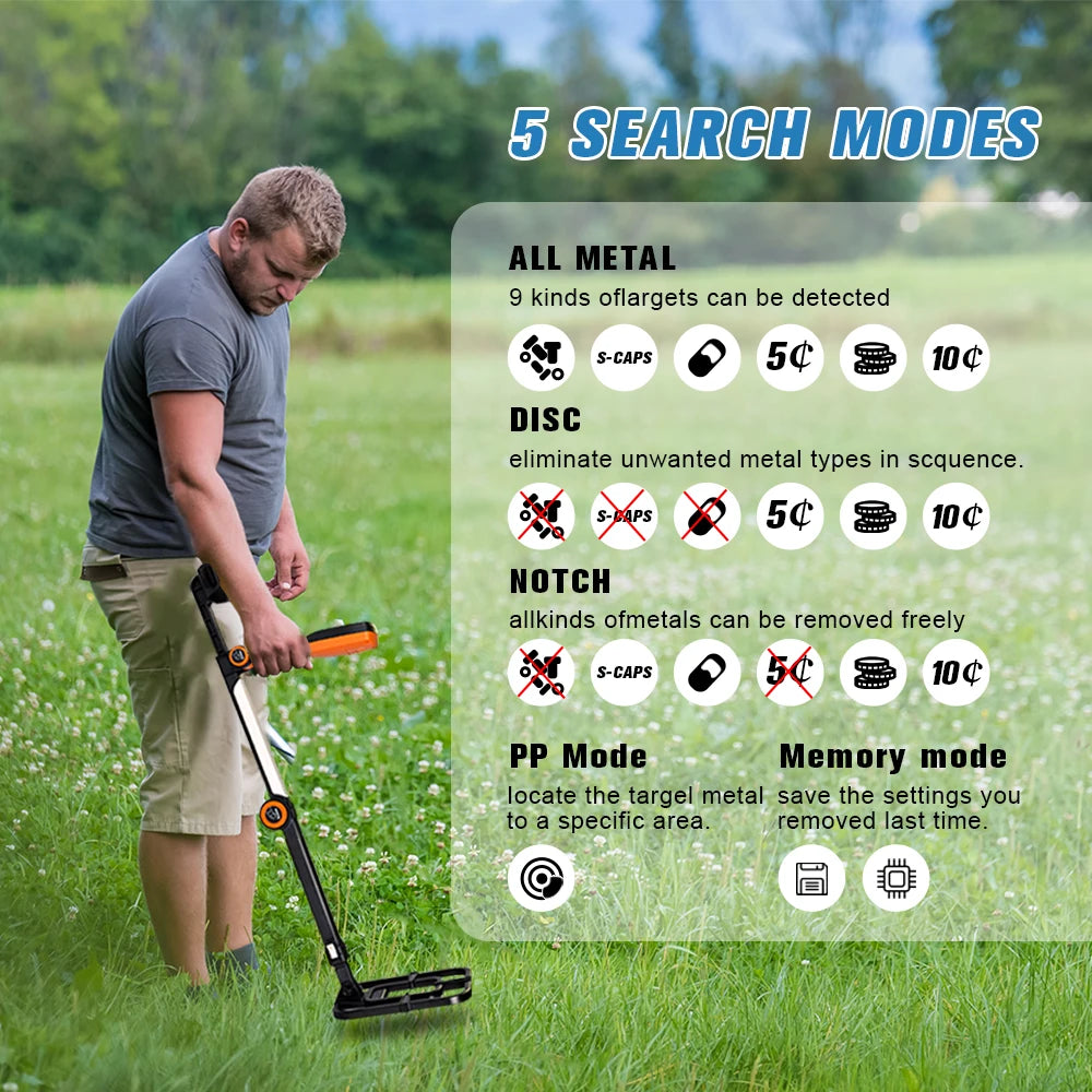 Foldable Underground Metal Detector TX-630 Adjustable Folding Metal Detector with High Accuracy Treasure Waterproof Search Coil