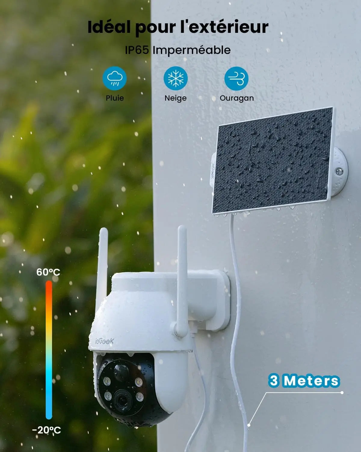 ieGeek 2K 3MP 360° PTZ HD Outdoor Solar Surveillance Camera,  Outdoor Battery  with PIR Motion Sensor, Colour Night Vision