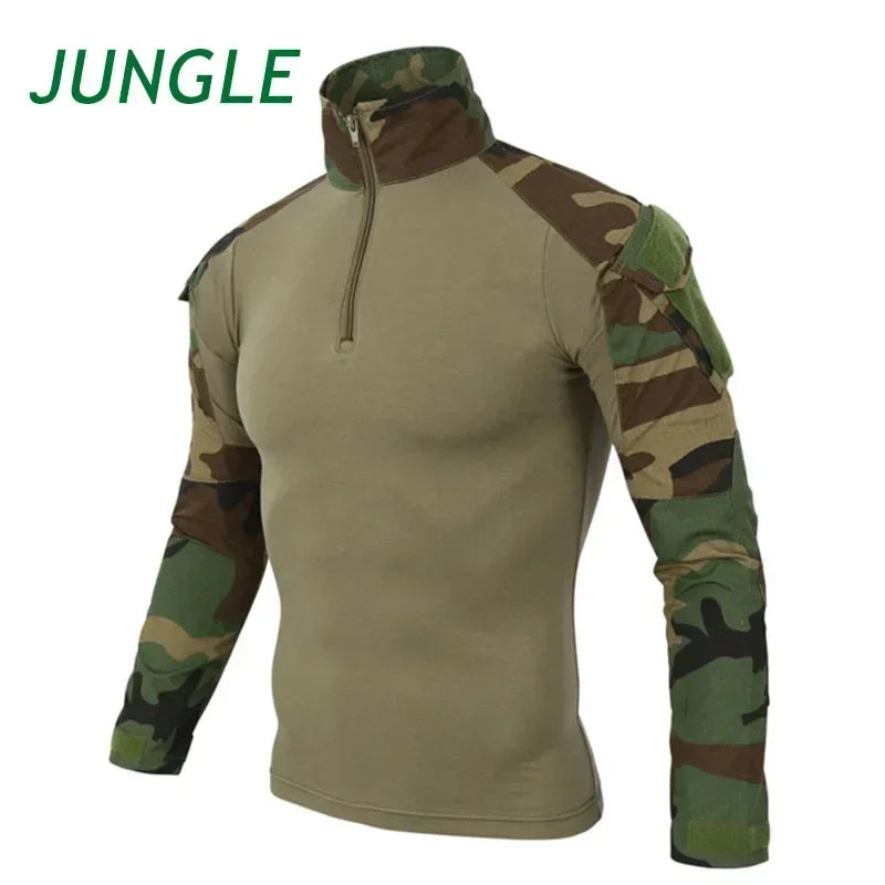 Combat Shirts Uniform Camouflage 4XL Cargo Sport Tops Airsoft Paintball Hunting Hiking Tactical Shirt Men Waterproof Tops