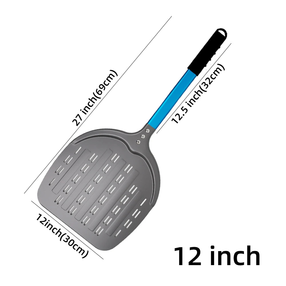 12 13 14 &7 Inch Pizza Peel Long Handle Turning Paddle Aluminum Pizza Turner Baking Tool Perforated  Kitchen Accessories