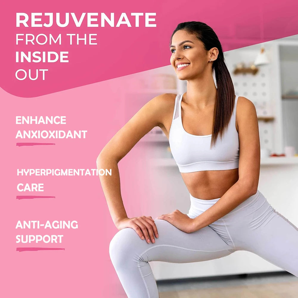 GLUTA WHITE 1500000MG Glutathione Skin Whitening Supplement Anti Aging, UV Protection, Even Skin Tone & Scar 30 Softgel Capsules